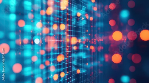 Wallpaper Mural LED lights cascading, reflective glass background, ultramodern aesthetic Torontodigital.ca