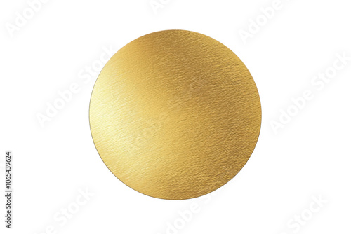 Flat round gold foil sticker with textured surface
