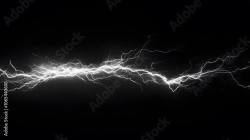 Powerful Nighttime Lightning Storm with Electric Bolts in the Dark Sky photo