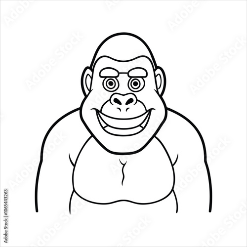 A vector design of a gorilla with a humorous expression.