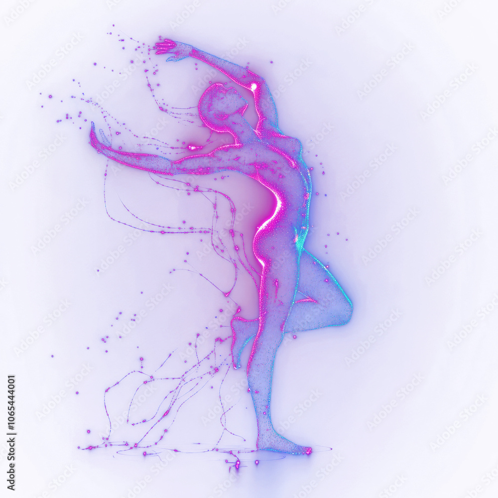 Fototapeta premium PNG Holographic human figure lights futuristic lighting.