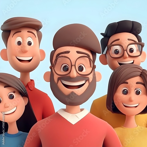 Cheerful 3D Cartoon Characters Celebrating Togetherness photo