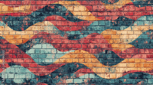 Dynamic abstract pattern inspired by colorful brick wall design