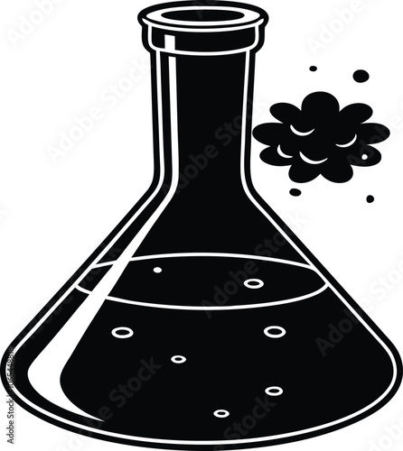 Chemical glass tube, Chemical flask silhouette vector illustration