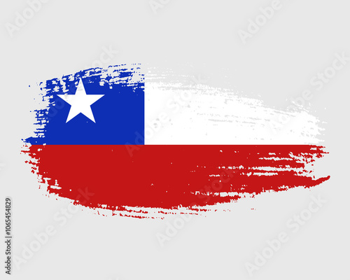 chile independence day with chile national flag waving ink grunge brush stroke watercolor painted drawing emoji clipart element