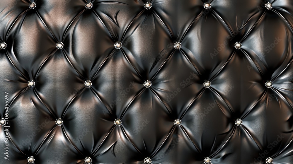Fototapeta premium Luxurious Black Leather with Quilted Diamond Pattern for Design