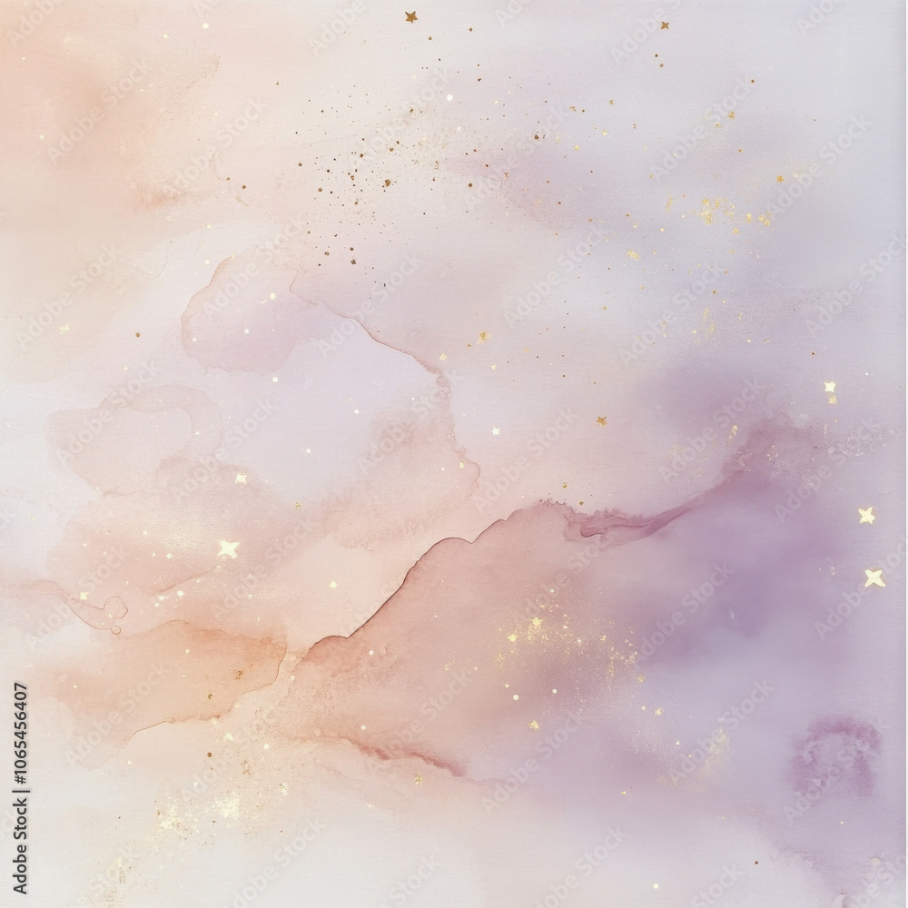 Fototapeta premium soft pastel watercolor background with delicate gold accents and dreamy hues creates serene and ethereal atmosphere