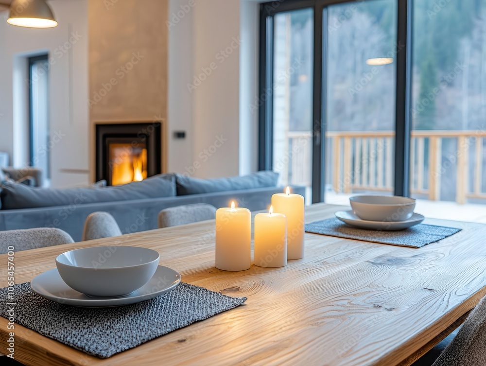 custom made wallpaper toronto digitalGuest house dining area with candles, rustic decor, and a warm, cozy atmosphere