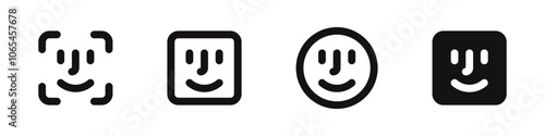Facial recognition identification scan icons se. Face symbol for apps and websites. Vector illustration.