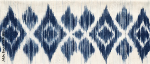 Blue and White Ikat Fabric Pattern Texture