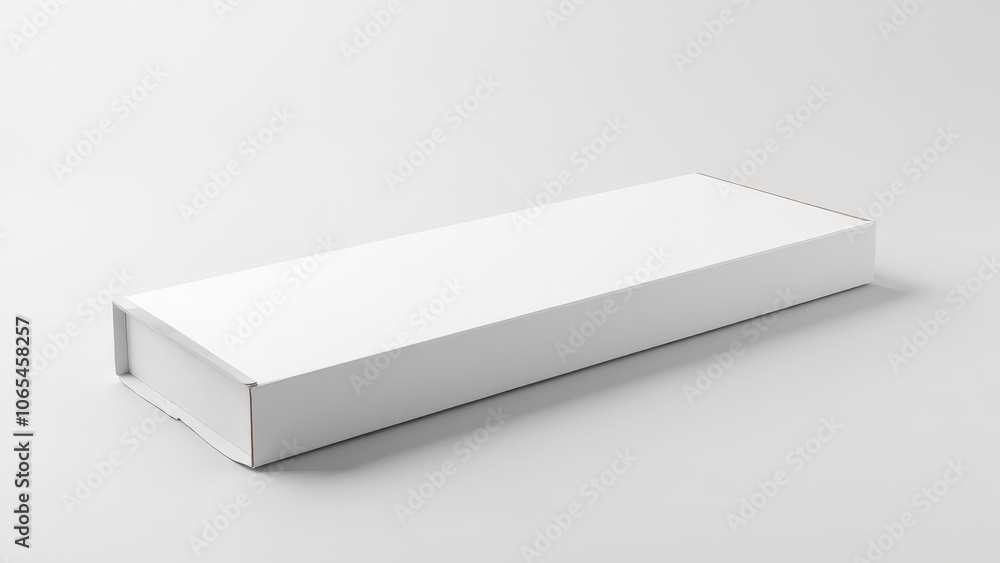 Fototapeta premium Realistic image of a white long pizza box, highlighting the blank space for advertising