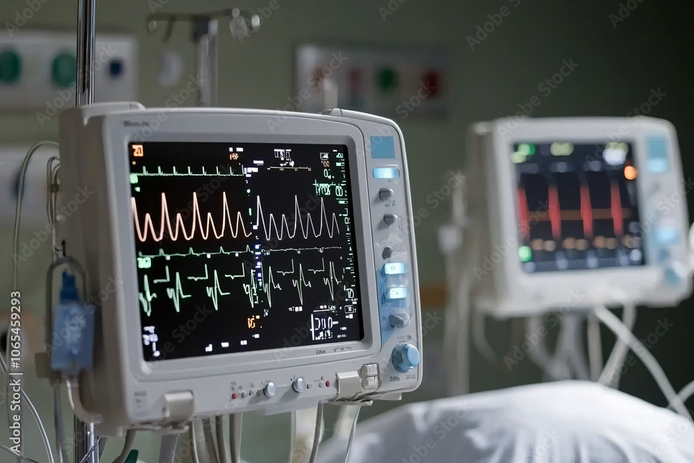 Fototapeta premium sophisticated hospital monitoring systems, sterile medical setting