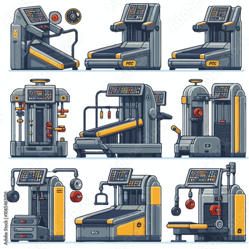 Pec deck machine set vector 