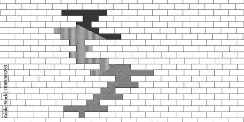 an arrangement of black striped boxes, composing a building in the form of a wall texture on a white background.