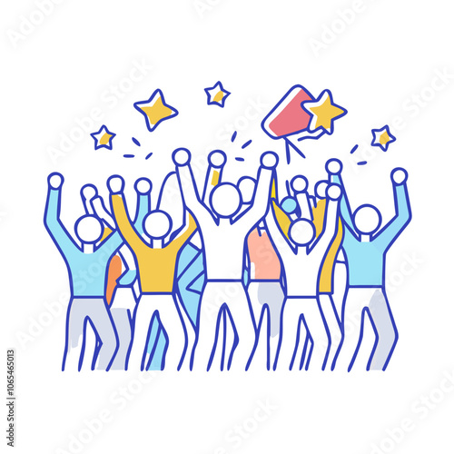 crowds cheering illustration 