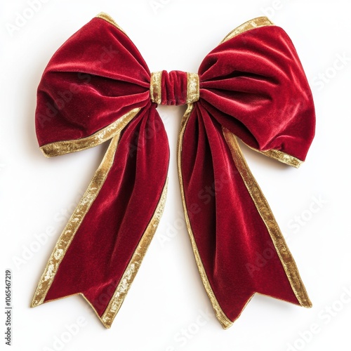 Obraz na płótnie A classic red velvet bow with gold trim, with detailed folds and texture, arranged to look w salonie