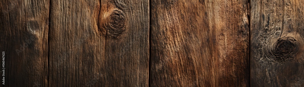 Fototapeta premium Weathered Brown Wooden Planks with Knots and Grain