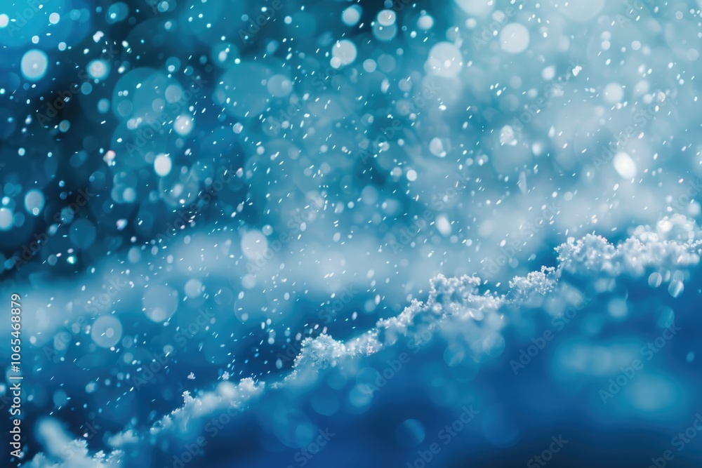 Blue Christmas Scene. Abstract Snowfall with Defocused Snowflakes in Winter Holiday Banner Blue Christmas Scene. Abstract Snowfall with Defocused Snowflakes in Winter Holiday Banner