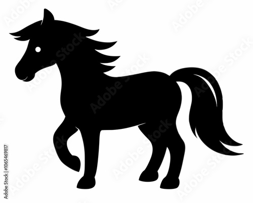  Vector pony silhouette black illustration on a white background