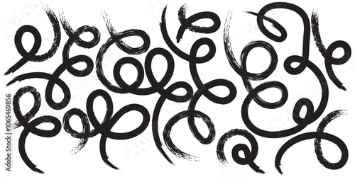 Canvas Print Abstract modern geometric curved Wavy and swirled brush strokes vector ornament background