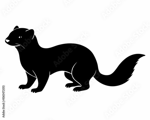 Vector ferret silhouette black illustration on a white background