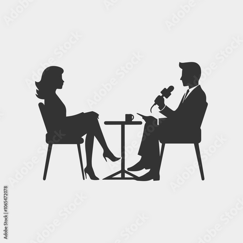 Black and white talk show concept vector background.