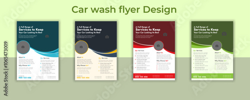 modern car wash car detailing and rental flyer, car service, automobile car service flyer photo