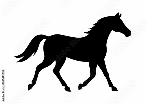 Vector horse silhouette black illustration on a white background