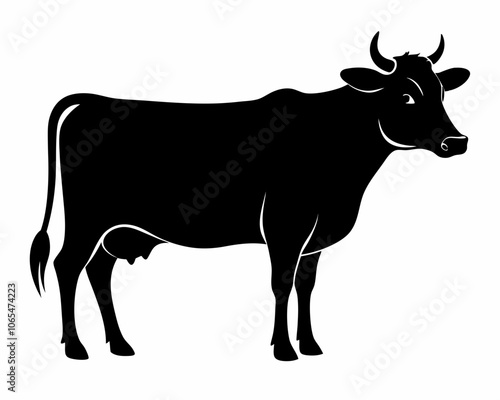 Vector cow silhouette black illustration on a white background