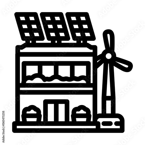 renewable energy integration green building line icon vector. renewable energy integration green building sign. isolated contour symbol black illustration