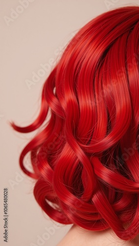 A vividly colored red wig for an accessory or costume piece photo