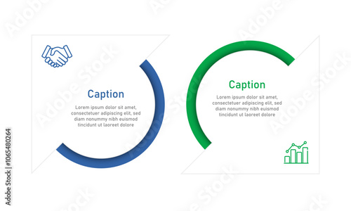 Business concept with 2 steps, options, process. Vector illustration.