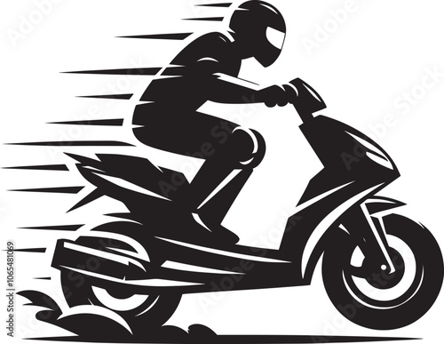 Modern scooter bike rider silhouette vector illustration isolated on a white background