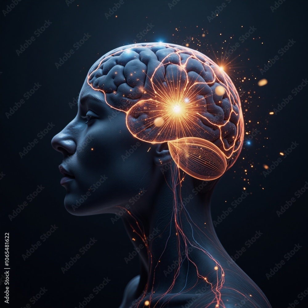 Obraz premium Mindful evolution through spirituality neural activation and biohacking