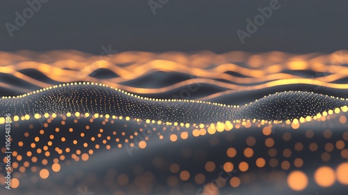 Warm yellow lights in a random pattern against a dark gray background photo