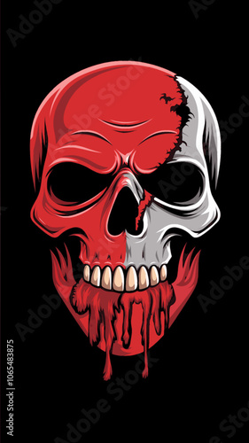Bloody Skull Illustration Graphic T-shirt Design Art