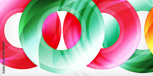 Bright colorful circles with light effects. Abstract background