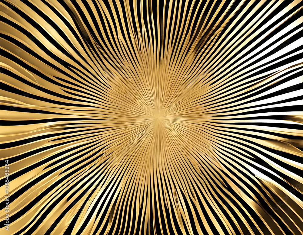 Fototapeta premium Abstract gold radial lines pattern background.