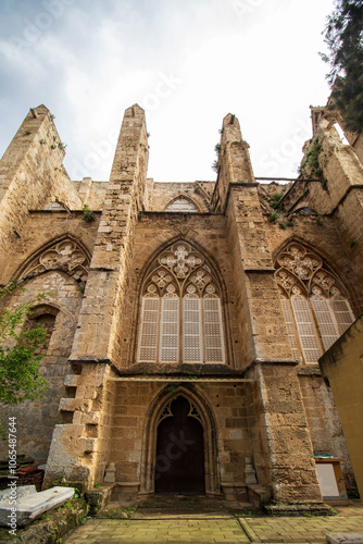 Rayonnant Gothic style St Nicholas cathedral, Lala Mustafa Pasha mosque Famagusta (Magosa) Cyprus  photo