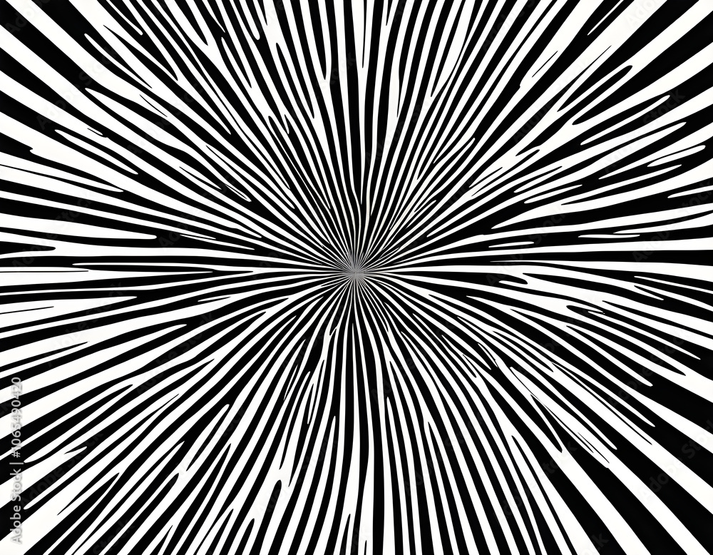 Obraz premium Abstract black and white radial lines pattern background.