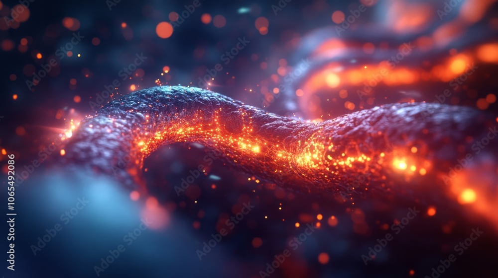 Obraz premium Glowing Ember Path in a Dark, Abstract Space