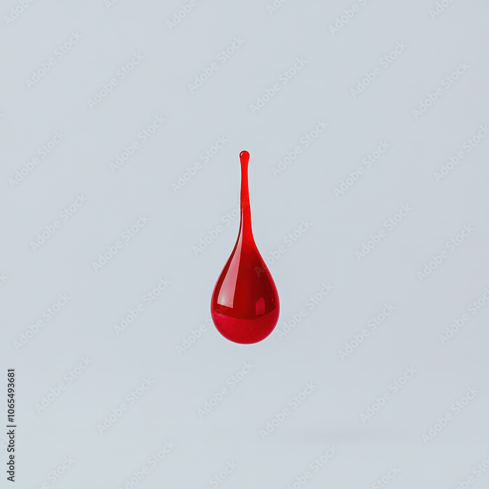 Obraz premium Single Dramatic Drop of Blood Falling Down