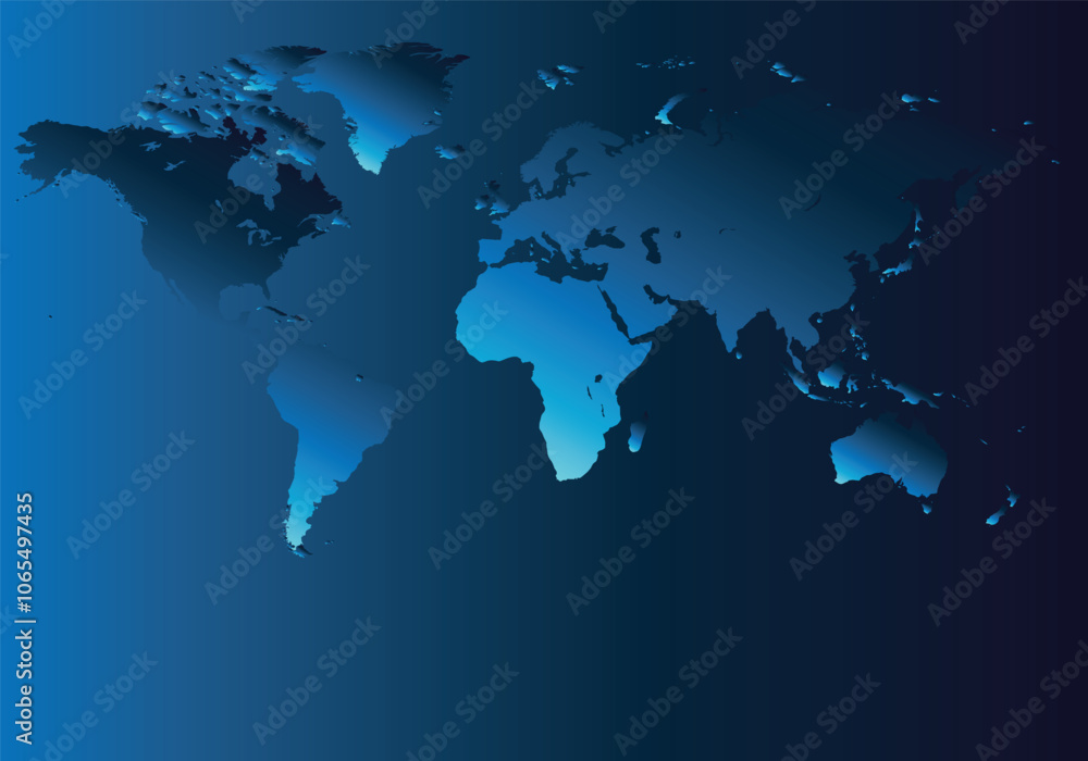Blue World Map Silhouette with Gradient Background Blue World Map Silhouette with Gradient Background