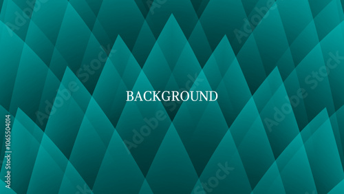 Teal abstract background with triangular and rhombic pattern, forest trees shape, romantic floral banner