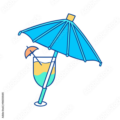 fancy drink umbrella vector art,  flat illustration  fancy drink umbrella icon.