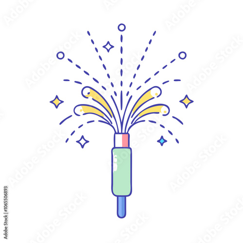  fountain sparkler vector art,  flat illustration  fountain sparkler icon.