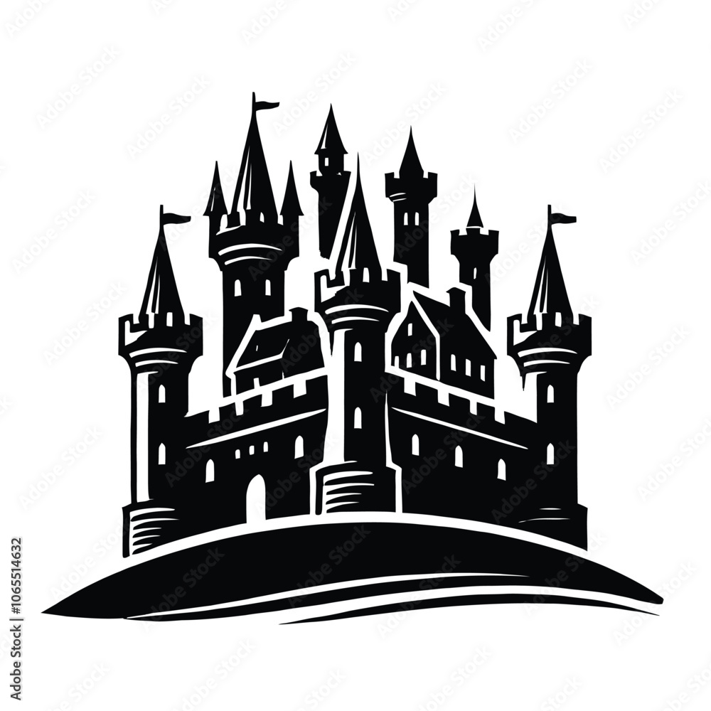 Obraz premium Castle Silhouette on Hill