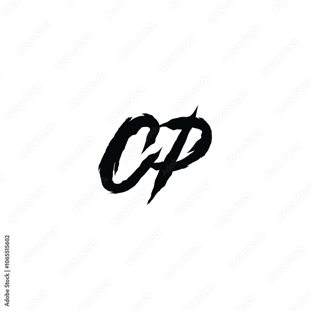 Obraz premium CP monogram logo design letter text name symbol monochrome logotype alphabet character simple logo