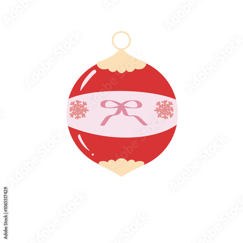 Christmas ornament ball in pastel color illustration flat art design.