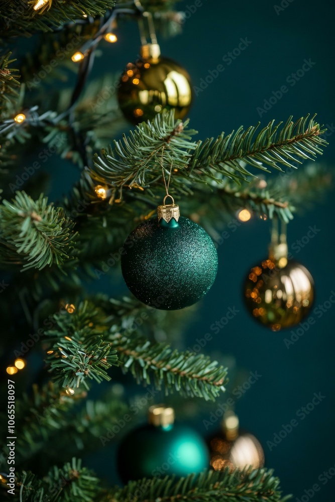 Christmas tree adorned with ornaments, twinkling lights, festive decor Christmas tree adorned with ornaments, twinkling lights, festive decor